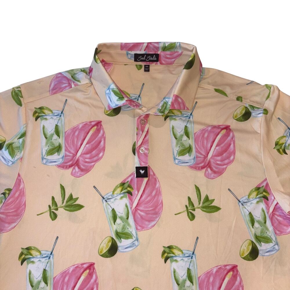 Bad Birdie Mojito Men's Golf Polo Shirt Tropical Activewear XXL